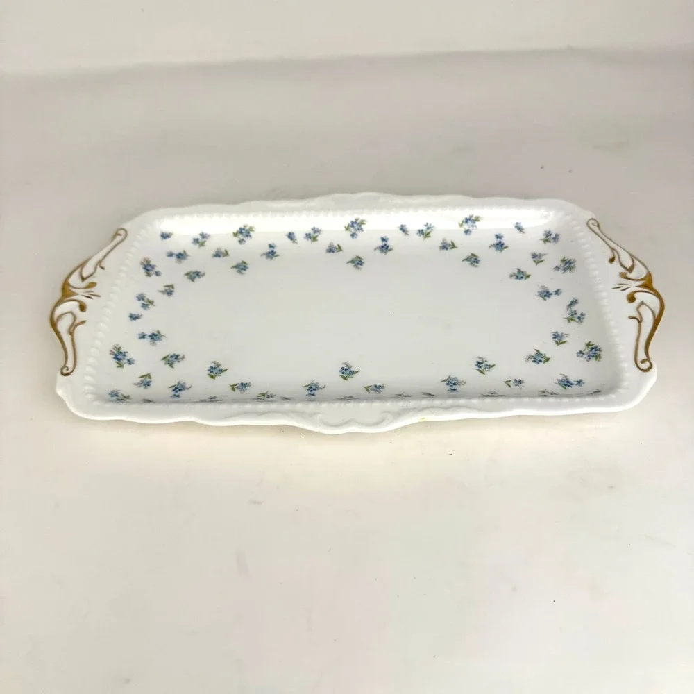 Royal Albert Blue Heaven Teapot Bone China Blue Floral Gold Trim 2 Trays Vintage